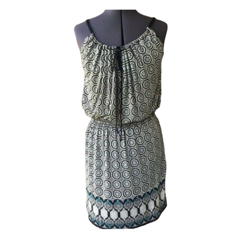 Max Studio Sleeveless Blouson Dress Scoop-Neck Knee-Length Summer Sz. S